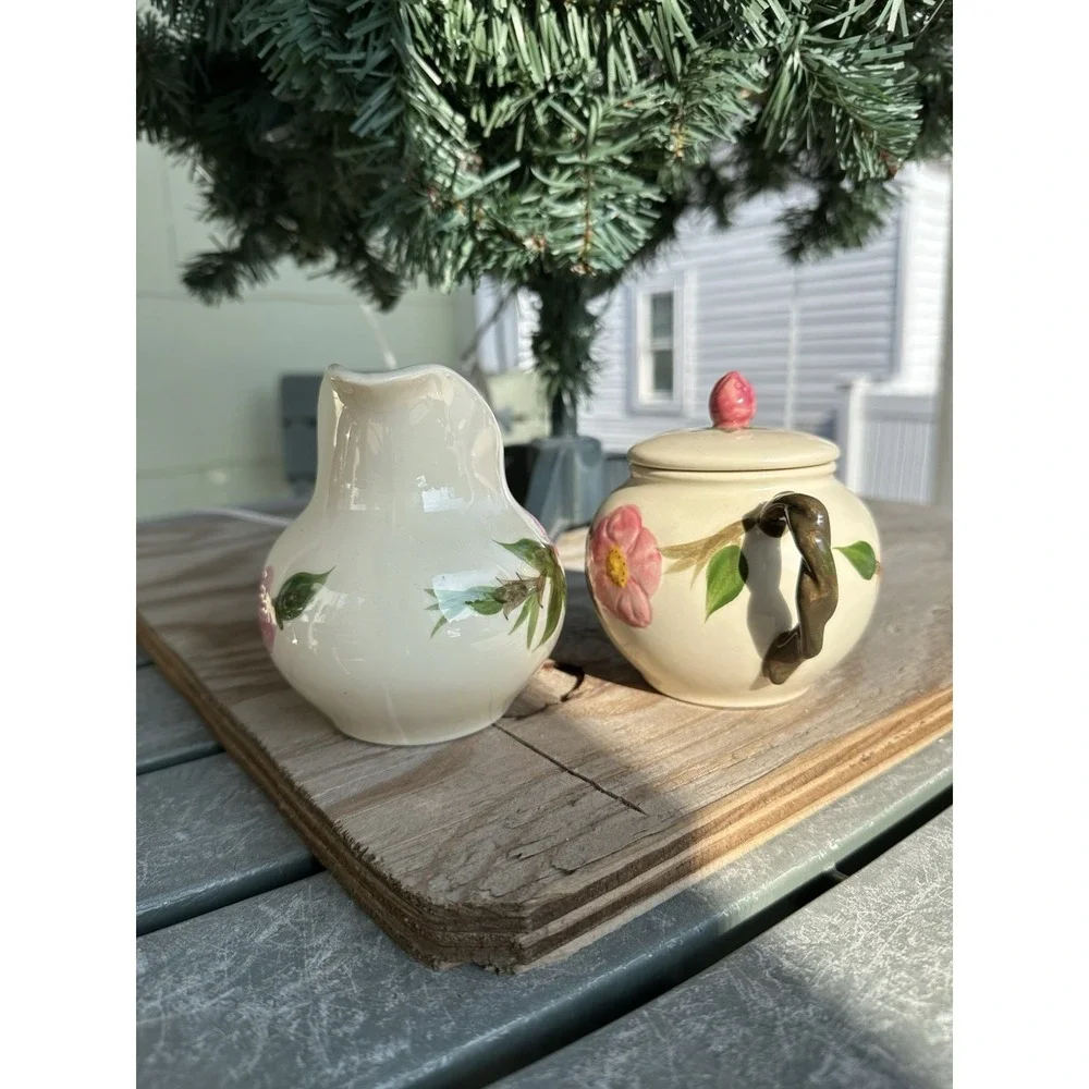 Franciscan Vintage Desert Rose Creamer and Sugar Bowl Set with Lid Flying F  **